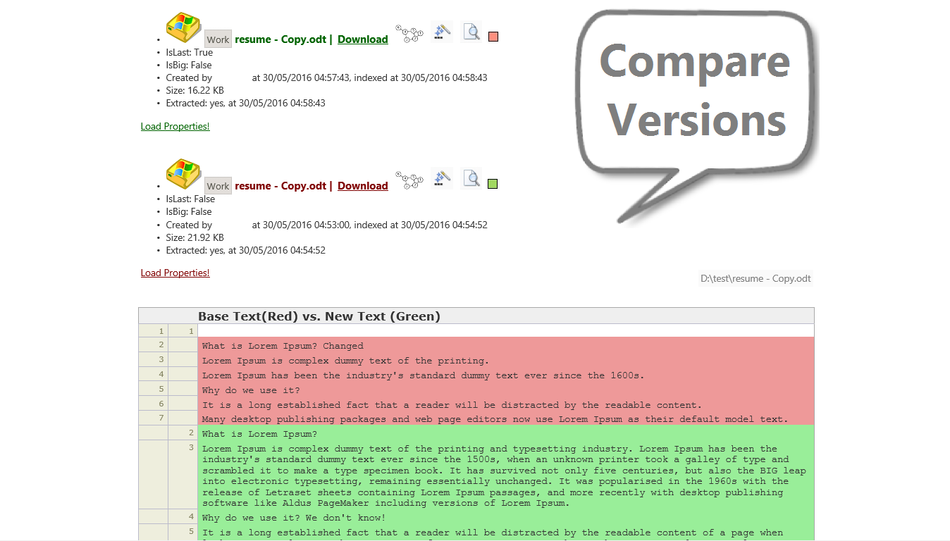 Julysoft Geysir Search - Versioning - Text Compare